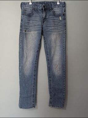 Seven7 Men’s Distressed Slim Straight Light Blue Washed Jeans Y2K Grunge